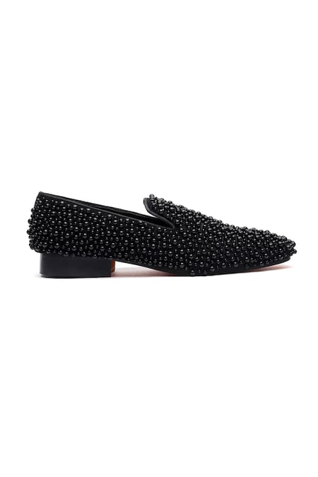 Buy_Shutiq_Black Beads Suede Designer Shoes _Online_at_Aza_Fashions