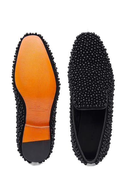 Shop_Shutiq_Black Beads Suede Designer Shoes _Online_at_Aza_Fashions