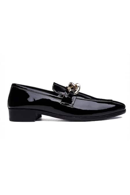 Shutiq_Black Chains Designer Patent Leather Shoes _Online_at_Aza_Fashions