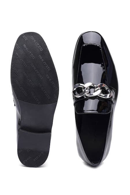 Buy_Shutiq_Black Designer Patent Leather Shoes With Chain _Online_at_Aza_Fashions