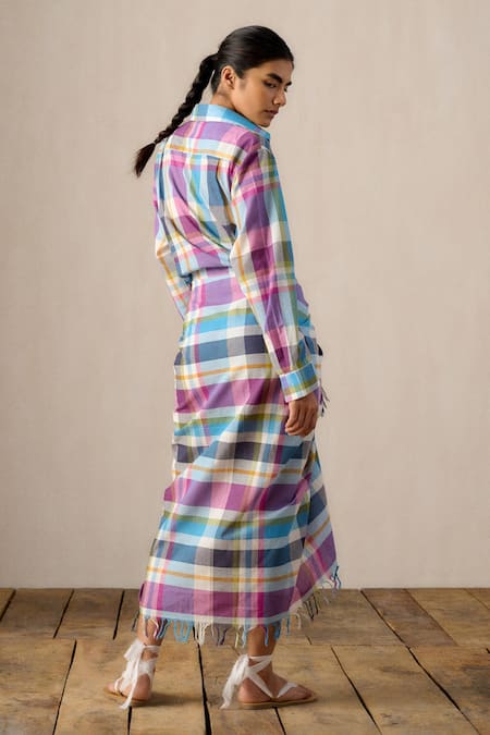 Ituvana Vani Madras Check Sarong Dress 