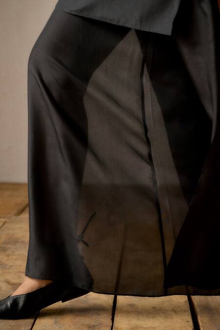 Buy_Ituvana_Black Cotton, Silk Applique Round Neck Tunic And Pant Set 