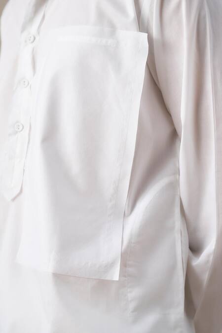 Ituvana_White Cotton Applique Pathani Kurta Set _Online_at_Aza_Fashions