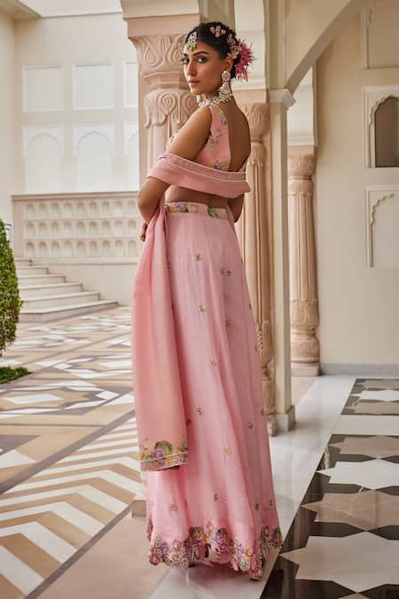 Nea By Nikita Tiwari Metallic Blush Pink Pants Set 