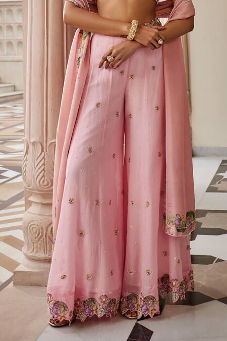 Buy Nea By Nikita Tiwari Pink Tissue, Organza Embroidery, Sequins V-neck Metallic Blush Pants Set Online at Aza Fashions Buy_Nea By Nikita Tiwari_Pink Tissue, Organza Embroidery, Sequins V-neck Metallic Blush Pants Set _Online_at_Aza_Fashions