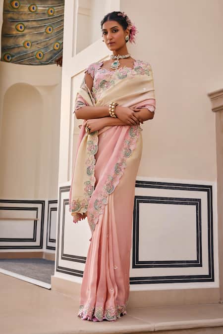 Nea By Nikita Tiwari Metallic Blush Pink Saree Set 
