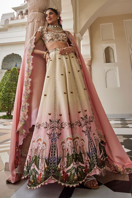 Nea By Nikita Tiwari Metallic Blush Pink Lehenga Set 