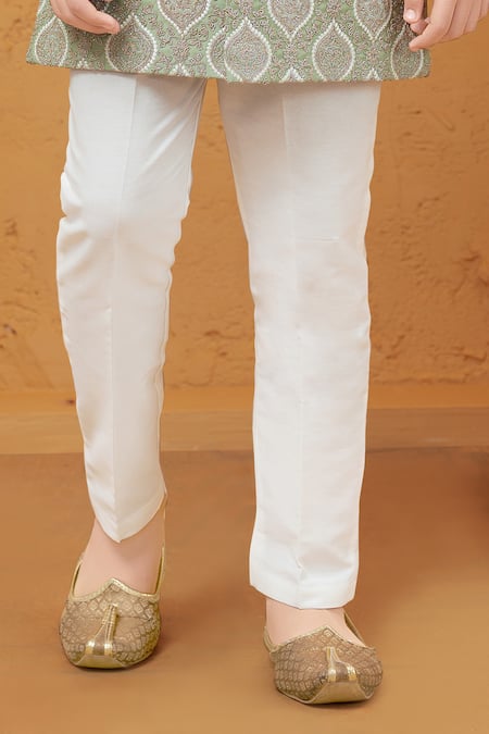 Buy Petite Pomme Green Silk, Cotton Embroidery Pista Sherwani And White Pant Set Online at Aza Fashions Buy_Petite Pomme_Green Silk, Cotton Embroidery Pista Sherwani And White Pant Set _Online_at_Aza_Fashions
