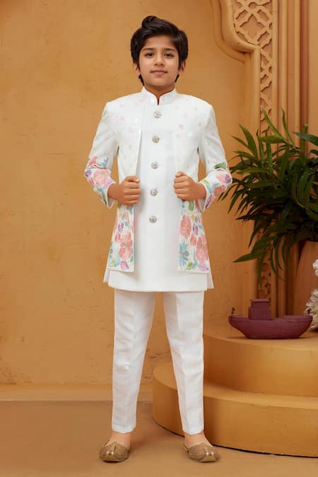 Arihant Rai Sinha White Floral Embroidered Sherwani & Pant Set 