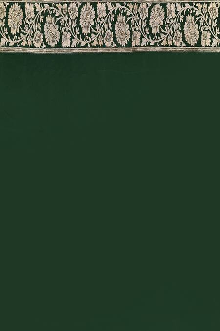 Naaritva India_Green Crepe Zari Banarasi Saree With Running Blouse _Online_at_Aza_Fashions