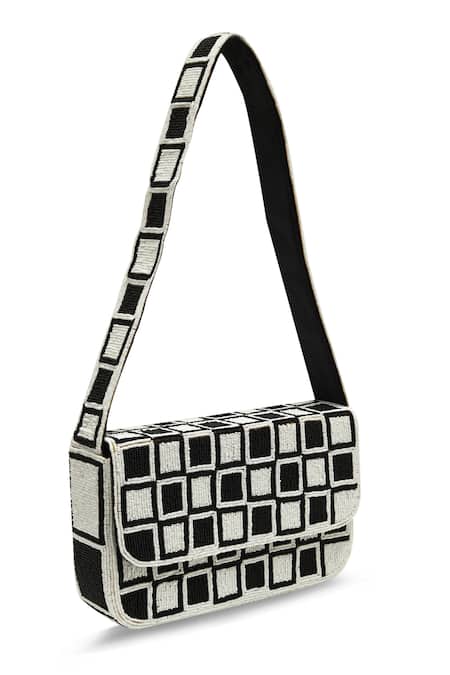 The Tan Clan Black Blake Checkered Suede Clutch 