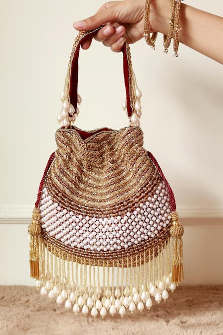 The Tan Clan Gold Pearls, Zari Dua Potli Bag 