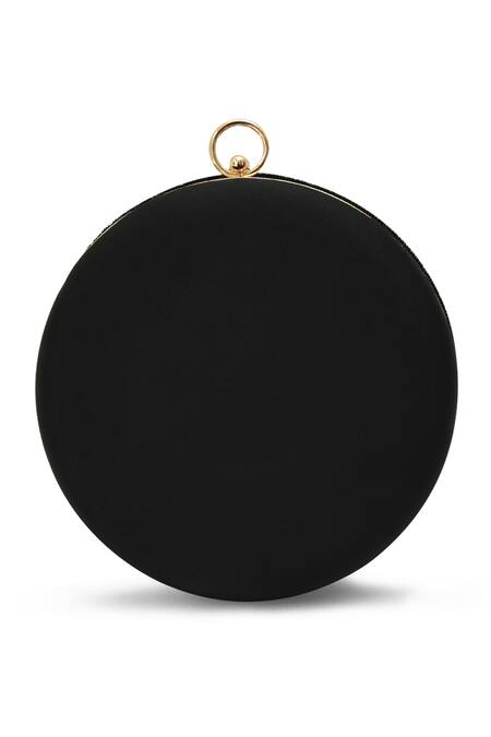 The Tan Clan_Black Rhinestones Glitz Round Clutch _Online_at_Aza_Fashions