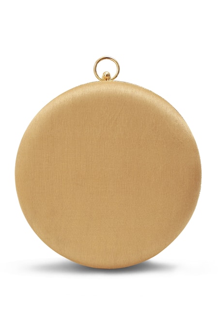 The Tan Clan_Gold Glitz Round Clutch _Online_at_Aza_Fashions