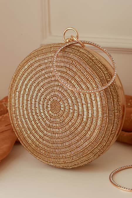 The Tan Clan Gold Glitz Round Clutch 
