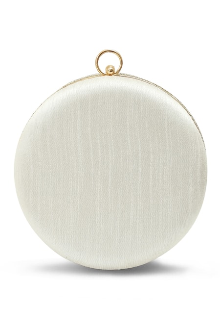 The Tan Clan_Silver Glitz Round Clutch _Online_at_Aza_Fashions