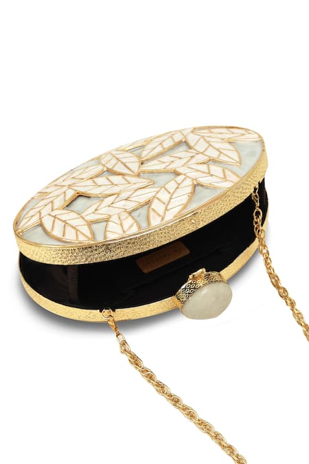 Buy_The Tan Clan_Gold Gulzar Brass Clutch _Online_at_Aza_Fashions