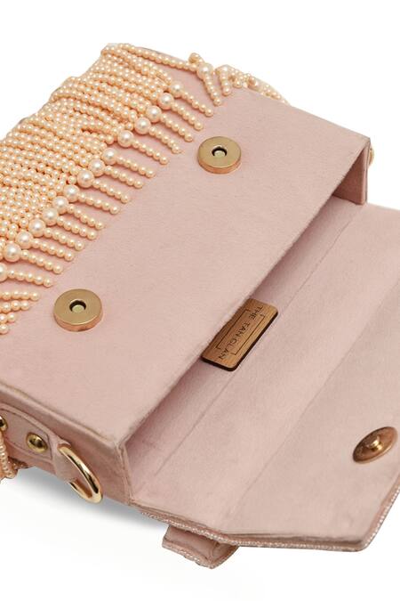 The Tan Clan_Beads, Fringe Kiara Flap Over Clutch Bag_Online_at_Aza_Fashions