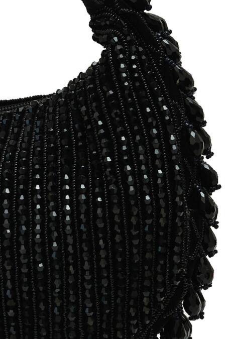 Buy_The Tan Clan_Black Beads, Tassels Sera Drop Pearls Batua Bag _Online_at_Aza_Fashions