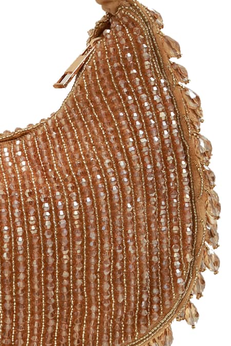 Shop_The Tan Clan_Gold Beads, Sequins, Tassels Sera Drop Pearls Batua Bag _Online_at_Aza_Fashions