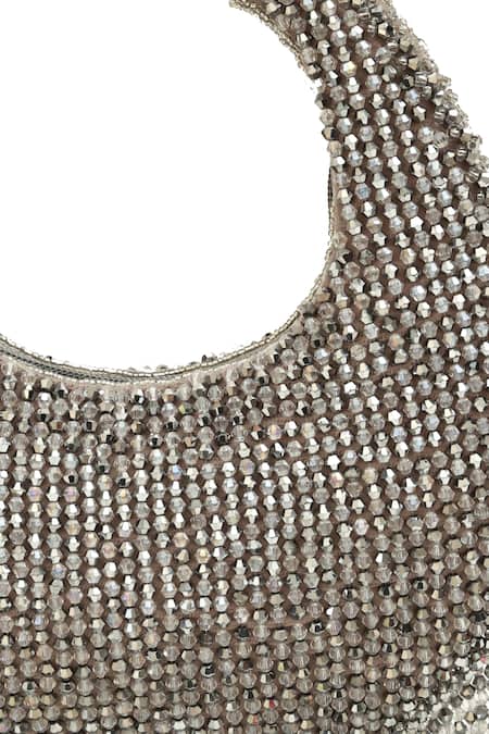 Shop_The Tan Clan_Gray Rhinestones, Tassels Sera Drop Pearls Batua Bag _Online_at_Aza_Fashions