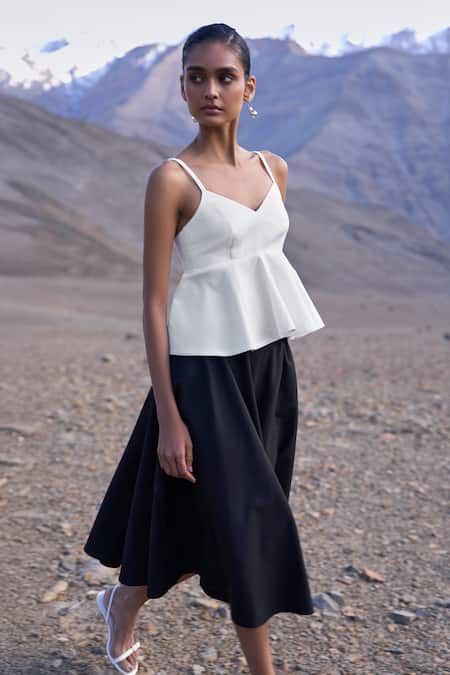 Buy Dash And Dot White Polyester, Viscose, Spandex Sweetheart Neck Sleeveless Top And Skirt Set Online at Aza Fashions Buy_Dash And Dot_White Polyester, Viscose, Spandex Sweetheart Neck Sleeveless Top And Skirt Set _Online_at_Aza_Fashions