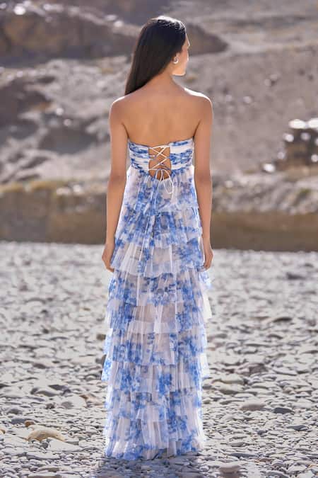 Shop Dash And Dot Multi Color Polyester Off-shoulder Cascading Ceramic Print Maxi Dress at Aza Fashions Shop_Dash And Dot_Multi Color Polyester Off-shoulder Cascading Ceramic Print Maxi Dress _at_Aza_Fashions