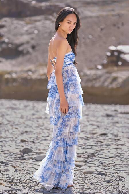 Buy Dash And Dot Multi Color Polyester Off-shoulder Cascading Ceramic Print Maxi Dress Online at Aza Fashions Buy_Dash And Dot_Multi Color Polyester Off-shoulder Cascading Ceramic Print Maxi Dress _Online_at_Aza_Fashions