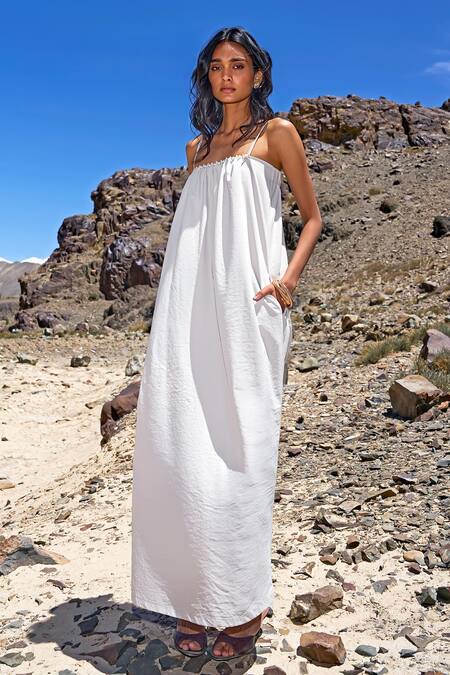 Buy Dash And Dot Off White Polyester Beads Off-shoulder Pearl Poplin Midi Dress Online at Aza Fashions Buy_Dash And Dot_Off White Polyester Beads Off-shoulder Pearl Poplin Midi Dress _Online_at_Aza_Fashions