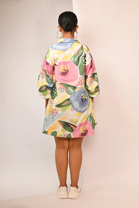 Rimi Nayak Multicolour Floral Printed Box Pleated Shorts 