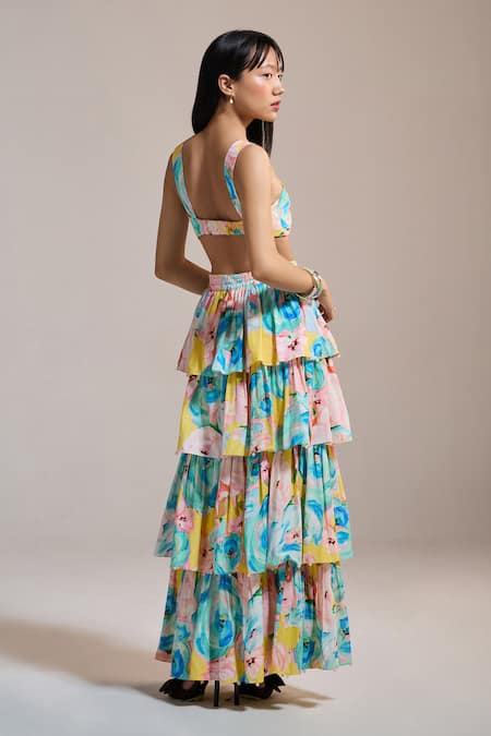 Shop_The Iaso_Yellow Sweetheart Neck Sunburst Garden Bralette _at_Aza_Fashions