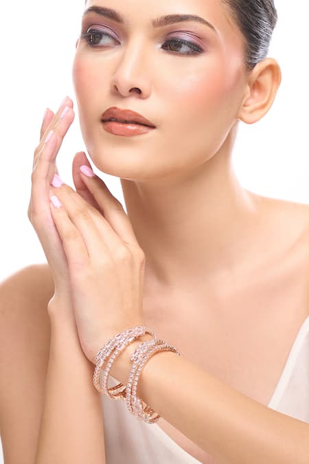 Samyukta Singhania Rose Gold American Diamond Bangles Set 