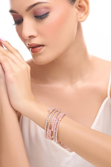 Nazaakat By Samara Singh Rose Gold American Diamond Bangles 