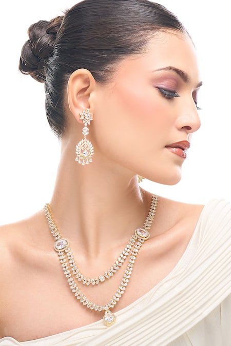 Nazaakat By Samara Singh White American Diamond Jewelry Set Online at Aza Fashions Nazaakat By Samara Singh_White American Diamond Jewelry Set _Online_at_Aza_Fashions