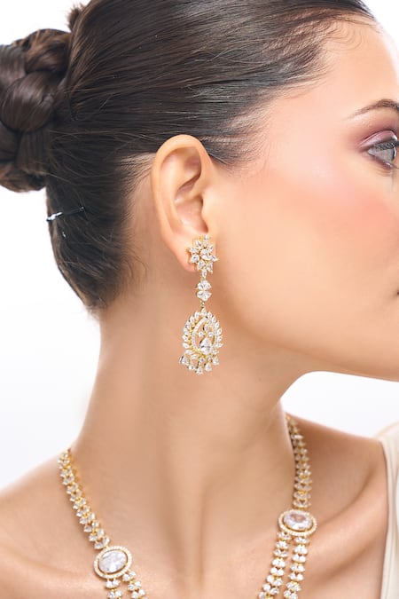 Buy Nazaakat By Samara Singh White American Diamond Jewelry Set Buy_Nazaakat By Samara Singh_White American Diamond Jewelry Set