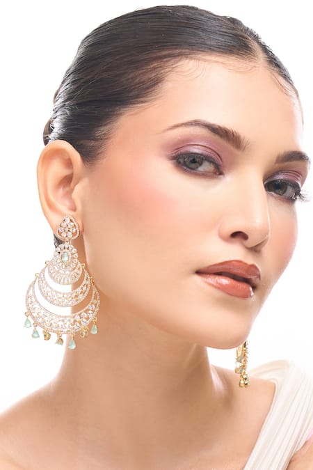 Nazaakat By Samara Singh Aqua American Diamond Earrings
