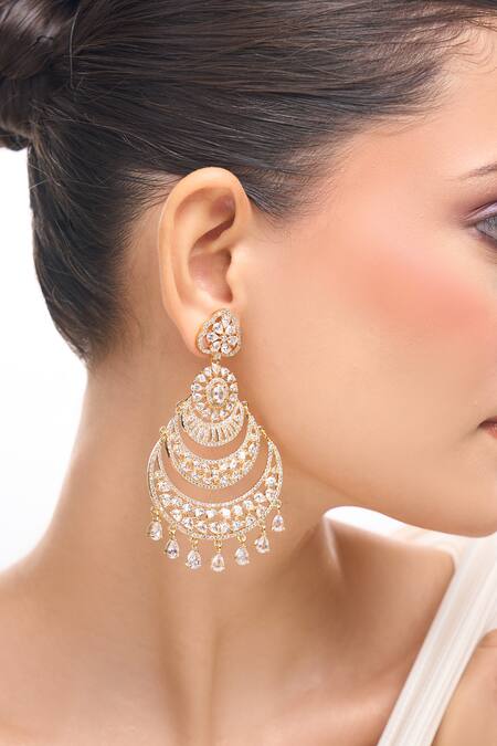 Shop Nazaakat By Samara Singh White American Diamond Earrings Online at Aza Fashions Shop_Nazaakat By Samara Singh_White American Diamond Earrings _Online_at_Aza_Fashions