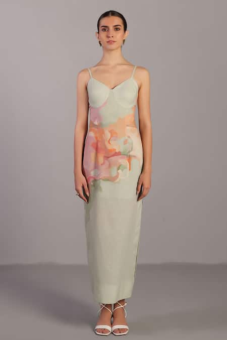 Clos Pink Scoop Neck Designer Soft And Pastel Green Dress