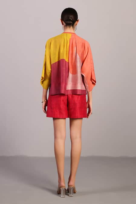 Clos Designer Orange & Red Shirt & Shorts Set 