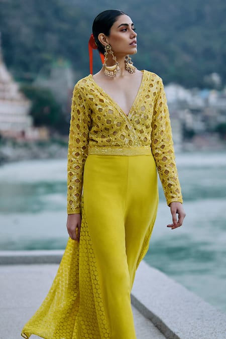 Surily G Designer Yellow Gode Jumpsuit 