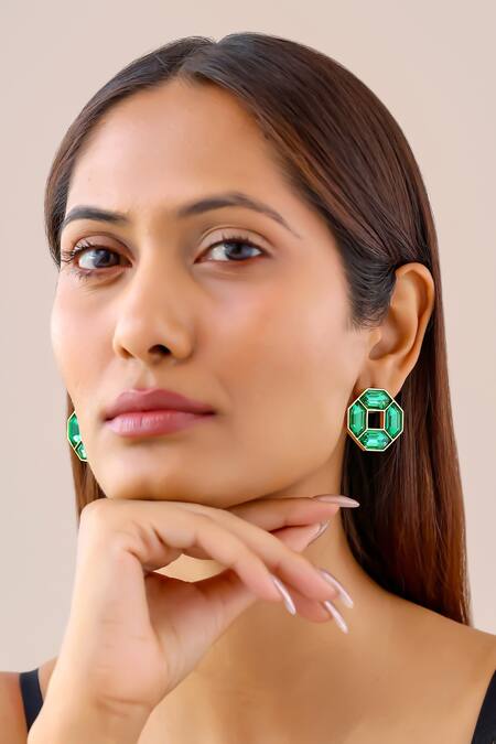 Bblingg Green Crystals Cavana Mini Studs Online at Aza Fashions Bblingg_Green Crystals Cavana Mini Studs _Online_at_Aza_Fashions