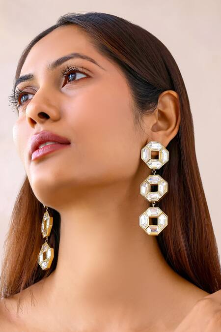 Shop Bblingg White Crystals Cavana Danglers at Aza Fashions Shop_Bblingg_White Crystals Cavana Danglers _at_Aza_Fashions