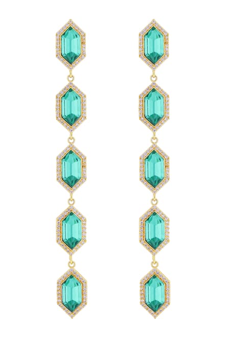 Bblingg Green Crystals Emerald Danglers Online at Aza Fashions Bblingg_Green Crystals Emerald Danglers _Online_at_Aza_Fashions