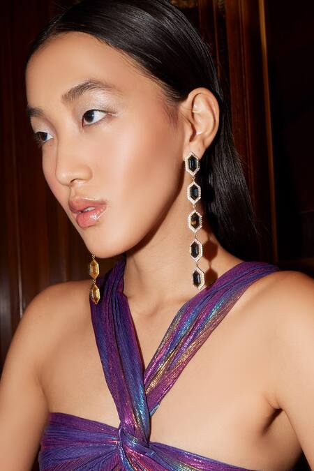 Bblingg Blue Crystals Cavi Danglers With Sapphire Online at Aza Fashions Bblingg_Blue Crystals Cavi Danglers With Sapphire _Online_at_Aza_Fashions