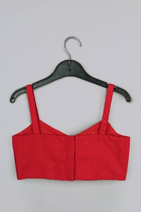 Buy_Little Brats_Beige Cotton, Silk Embroidery And Red Shirt Set _Online_at_Aza_Fashions