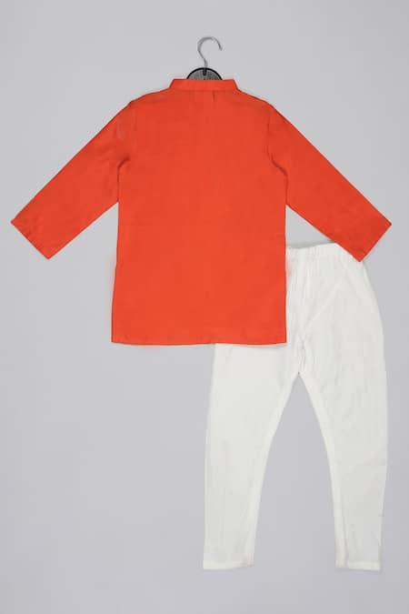 Little Brats Designer Orange & Grey Kurta Set 