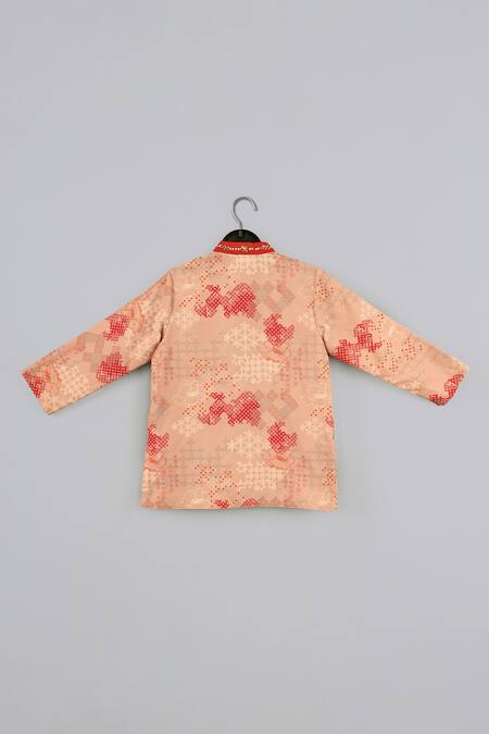 Shop_Little Brats_Beige Cotton, Silk Embroidery Designer Kurta Pajama Set _Online_at_Aza_Fashions