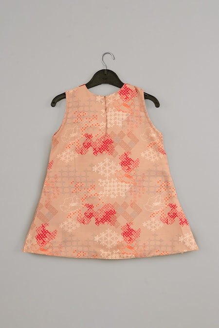 Buy_Little Brats_Beige Cotton, Silk Tassels, Embroidery And Red Top & Sharara Set _Online_at_Aza_Fashions