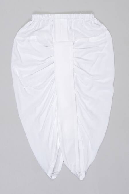 Little Brats_Blue Cotton, Silk Embroidery Multicolor Kurta And Dhoti Set _Online_at_Aza_Fashions