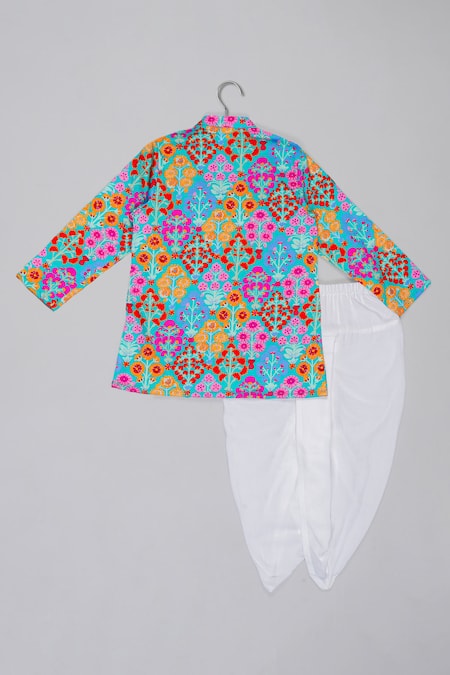 Little Brats Multicolor Embroidered Kurta & Dhoti Set 
